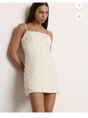 Ever New White Sequin Mini Dress with Spaghetti Straps